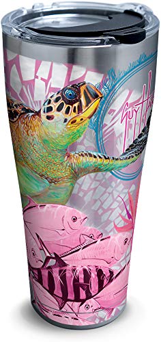 Tervis 1315694 Guy Harvey Breast Cancer Awareness Turtles Stainless Steel Insulated Tumbler 30 oz, Silver