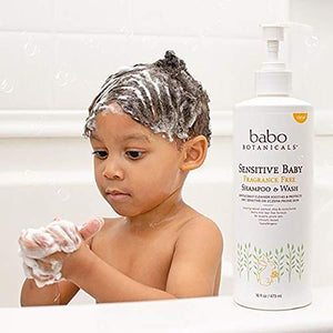 Babo Botanicals Sensitive Baby 2-in-1 Shampoo & Wash - with Organic Calendula, Oatmilk, Shea & Cocoa Butter 16 fl. oz.