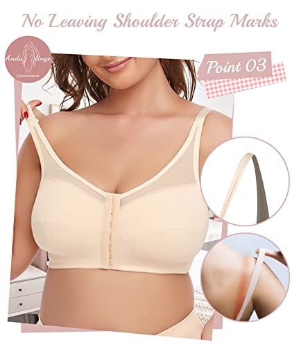 Front Closure Lace Bras for Women Post Surgery Bra Wide Back
