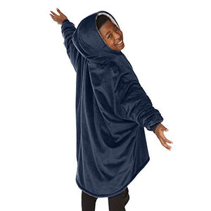 THE COMFY JR | The Original Oversized Microfiber & Sherpa Wearable Blanket for Kids, Seen On Shark Tank, One Size Fits All (Blue)