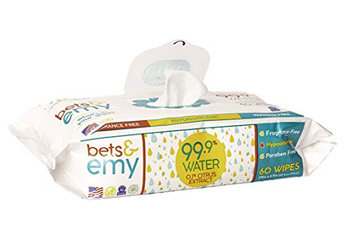BETS &amp; EMY American-Mom Made Baby Wipes 99.9% Water! 540 Count (9 Packs of 60 Count)