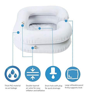 Inflatable Shampoo Basin for Bedside (White)