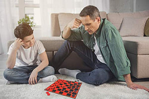 Checkers Board for Kids– Fun Checkerboard Game for Boys and Girls - Interlocking Checkers with Foldable Heavy Duty Board by Point Games