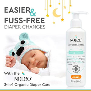3-in-1 Diaper Care - Baby Cream, Cleanser & Baby Lotion Organic - Diaper Rash Cream - Baby Diaper Rash Ointment - Baby Care Products - Diaper Cream to Clean, Moisturize & Protect Baby Skin, 8 oz