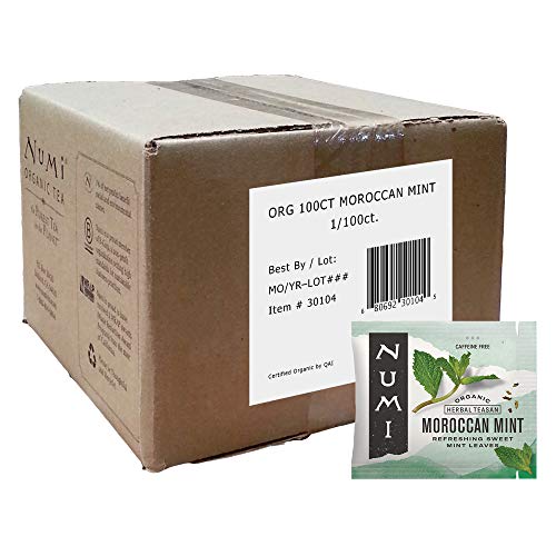 Numi Organic Tea Moroccan Mint, Box of Tea Bags, Herbal Teasan,100 Count (Pack of 1),Packaging May Vary