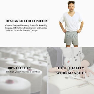 Inspired Comforts Post Surgery Underwear - Two Pack - Tearaway Boxer Briefs (Black/Grey - L)