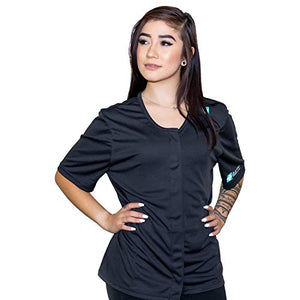 The Recovery Shirt with Hidden Drain Pockets Chemo Port Access Black