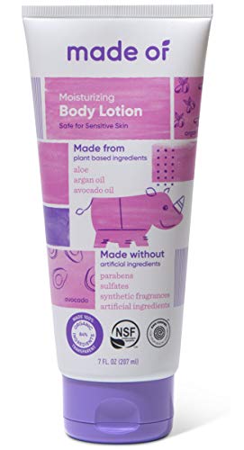MADE OF Organic Baby Lotion Moisturizing - EWG Rated 1 - Baby Eczema Cream - Dermatologist and Pediatrician Approved - for Sensitive Skin - Made in USA - 7oz (Fragrance Free, 1-Pack)