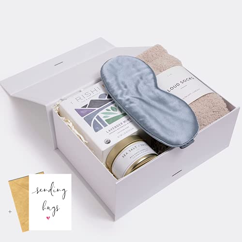 Unboxme Unwind Gift Box For Women, Care Package For Her, Thinking Of You, Sympathy, Birthday Gift, Self-care Relaxation Gift, Get Well Soon Gift, Spa Gift Basket ("Sending Hugs" Card)