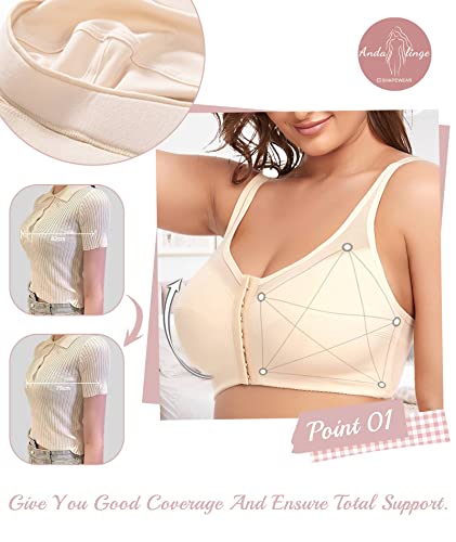 Post Surgical Bra Front Closure Bras for Women Back Support