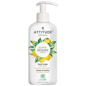 ATTITUDE Liquid Hand Soap, Plant- and Mineral-Based Formula, Vegan & Cruelty-free Personal Care Products, Lemon Leaves, 16 Fl Oz