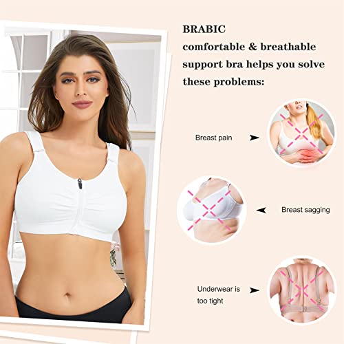  BRABIC Front Closure Compression Everyday Bra For