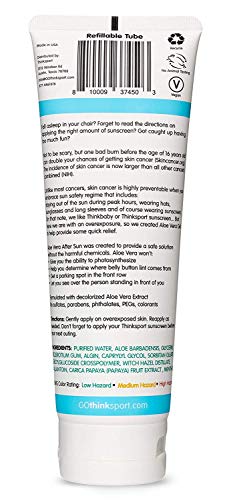 Thinksport Kids Aloe Vera After Sun Relief Gel EWG Verified Natural After Sun Skincare for Face Body Hydrating Soothing Moisturizing Sunburn Solution for Children, 8 Ounce