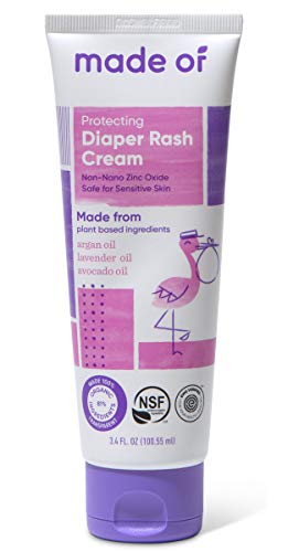 Organic Diaper Rash Cream by MADE OF – NSF Organic Baby Diaper Cream with Avocado Oil &amp; Argan Oil (Fragrance Free, 3.4oz) – Zinc Oxide Ointment and Butt Paste for Sensitive Skin &amp; Eczema Rash