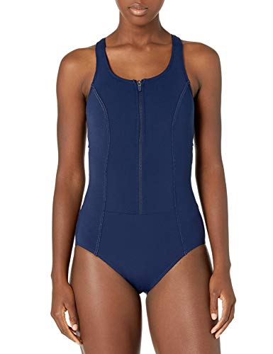 Amoena Women&#39;s Key West One Piece Pocketed Mastectomy Swimwear, Dark Navy, 14C