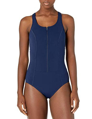 Amoena Women's Key West One Piece Pocketed Mastectomy Swimwear, Dark Navy, 14C