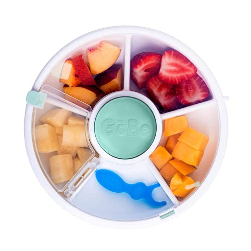 GoBe Kids Snack Spinner - Reusable Snack Container with 5 Compartment Dispenser and Lid | BPA and PVC Free | Dishwasher Safe | No Spill, Leakproof | for Toddlers, Babies, Home, Travel