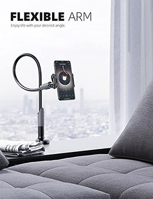 Phone Holder Bed Gooseneck Mount - Lamicall Cell Phone Clamp Clip for Desk, Flexible Lazy Long Arm Headboard Bedside, Overhead Mount Stand, Compatible with Phone 12 Mini 11 Pro Xs Max XR X 8 7 6 Plus