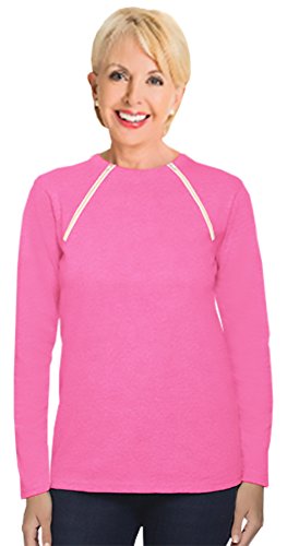 Comfy Women's Long Sleeve Chemo Port Access Shirts (Large)