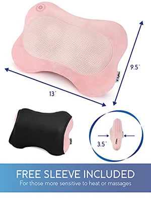 Zyllion Shiatsu Back and Neck Massager - Kneading Massage Pillow with Heat for Shoulders, Lower Back, Calf - Use at Home and Car - Pink (ZMA-13-PKV)