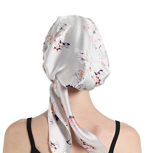 Womens Chemo Caps Flower Prints Silky Turban Head Scarves