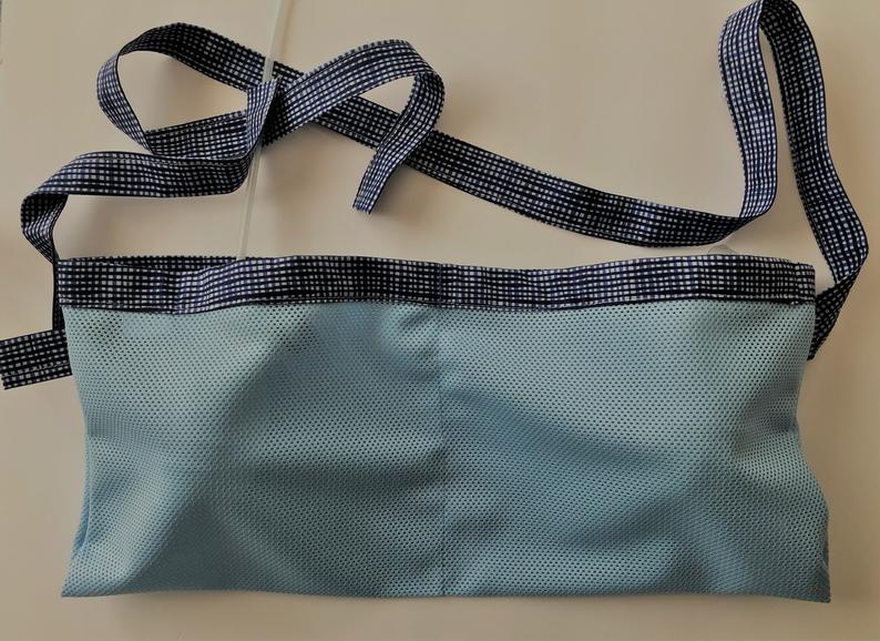 Sky Blue Breathable Mesh. Surgical-Drain Holder for Everyday or Shower use - Drip Dry. Mastectomy, Breast Surgery Recovery-4 Drain&#39;s Pouch