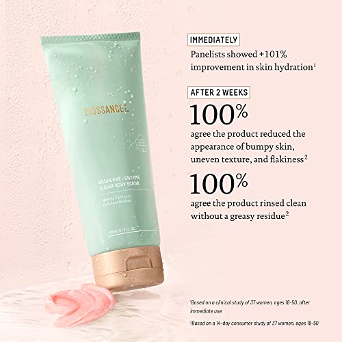 Biossance Squalane + Enzyme Sugar Body Scrub. A Powerful Yet Gentle Exfoliator with Pomegranate Enzymes to Smooth, Soften and Hydrate without Stripping Skin (6.76 fl oz)