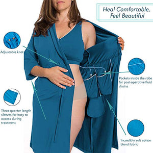 Recovery Robe for Breast Cancer/Surgery Recovery (Small, Blue)