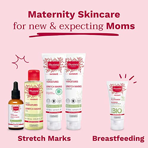Mustela Maternity Stretch Marks Oil - Natural Pregnancy Skincare Belly Massage Oil with Vitamin E, Avocado, Maracuja &amp; Sunflower Oil - EWG Verified &amp; Fragrance Free - 3.55 fl. oz.