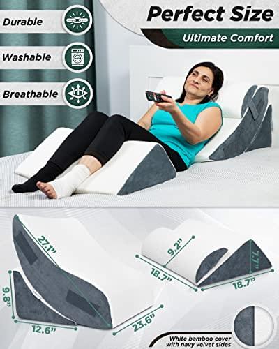 Supportiback Memory Foam Bed Wedge Pillow – Acid Reflux Relief, Washable Cover