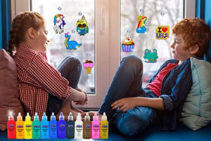 KOKO AROMA Create Your Own Window Glitter Paint Art Suncatcher Craft Kit-Boys Girls-Toys Age 6-12 Toddler Maker for Kids–[24] Sun Catchers[12] Paints