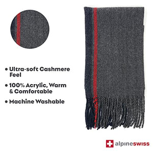 Alpine Swiss Mens Plaid Scarf Soft Winter Scarves Unisex,Red Stripe,One Size