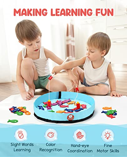 Gamenote Sight Words Wooden Magnetic Fishing Game