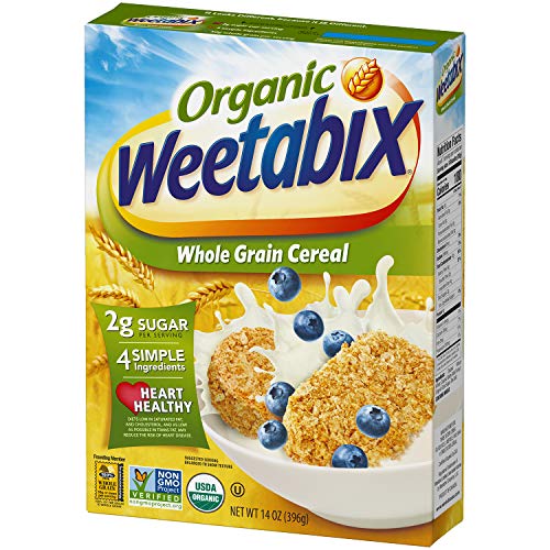Weetabix Organic Whole Grain Cereal Biscuits, USDA Certified Organic, Non-GMO Project Verified, Heart Healthy, Kosher, Vegan, 14 Oz Box