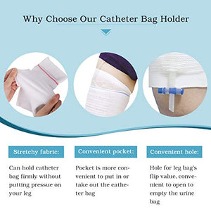 Catheter Leg Bag Holder 2 Count Fabric Catheter Sleeves Urine Leg Bag Holder - Urinary Drainage Bag Stay in Place Urine Bags for Legs Foley Catheter Bag Holder Strap for Men or Women Wheelchairs (XL)