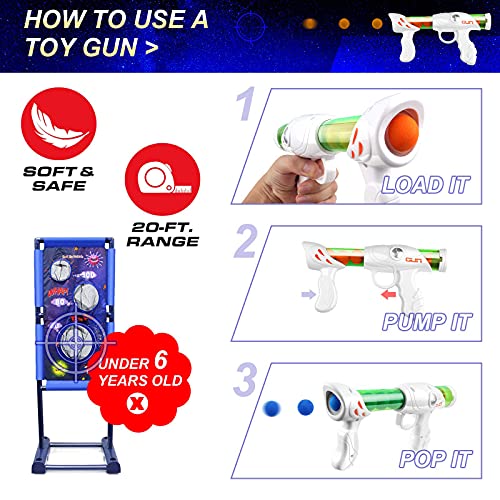 Kaufam Gun Toy Gift for Boys Age of 4 5 6 7 8 9 10 10+ Years Old Kids Girls for Birthday with Moving Shooting Target 2 Blaster Gun and 18 Foam Balls Compatible with Nerf Guns - My CareCrew