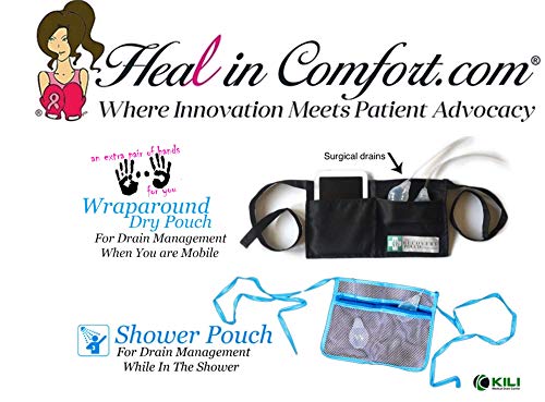 TRS Breast Cancer Mastectomy Drain Bulb Pouch Holder 1 for Shower 1 for Day/Bedtime Plus Compression Socks