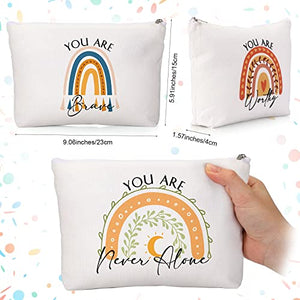 10 Pcs Rainbow Canvas Makeup Bags Bulk Inspirational Quotes Cosmetic Bags with Zipper Personalized Encouragement Travel Pouch Toiletry Bag for Women Girls Teacher Friend Birthday Graduation Gifts