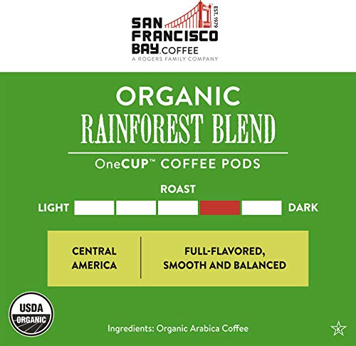 SF Bay Coffee OneCUP Organic Rainforest Blend 120 Ct Medium Roast Compostable Coffee Pods, K Cup Compatible including Keurig 2.0
