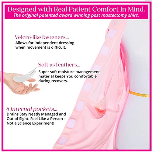 The Recovery Shirt Mastectomy Shirt with Hidden Drain Pockets Chemo Port Access Black