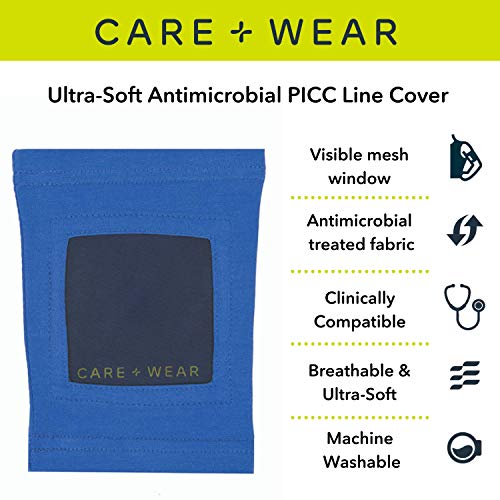 PICC Line Sleeve by Care+Wear - Ultra-Soft Antimicrobial Long PICC Line Cover for Upper Arm That Provides Comfort, Security and Breathability with Mesh Window (Slate Grey, X-Large 17&quot;-19&quot; Bicep)