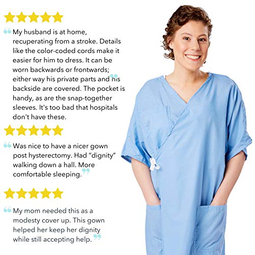 Care+Wear Hospital Patient Gown - Reversible Hospital Gowns for Women and Men
