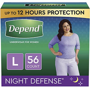 Depend Night Defense Adult Incontinence Underwear for Women, Disposable, Overnight, Large, Blush, 56 Count (4 Packs of 14) (Packaging May Vary)