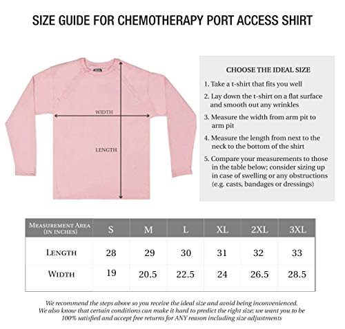 Inspired Comforts Chemo Port Access Shirts Full Sleeve w/Dual Zippers 2XL Pink - My CareCrew