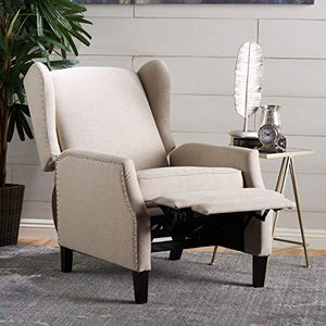 Westeros Traditional Wingback Fabric Recliner Chair (Wheat)