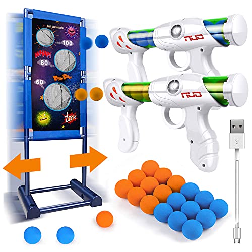 Kaufam Gun Toy Gift for Boys Age of 4 5 6 7 8 9 10 10+ Years Old Kids Girls for Birthday with Moving Shooting Target 2 Blaster Gun and 18 Foam Balls Compatible with Nerf Guns - My CareCrew