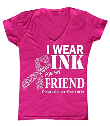 P&amp;B I Wear for My Friend V-Neck, S, Fuchsia - My CareCrew