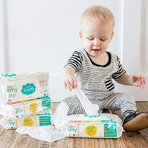BETS & EMY American-Mom Made Baby Wipes 99.9% Water! 540 Count (9 Packs of 60 Count)