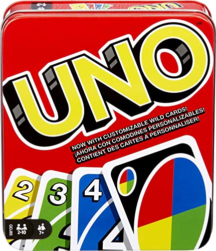 UNO Card Game, Gift for Kids and Adults, Family Game for Camping and Travel in Storage Tin Box [Amazon Exlclusive]