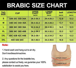 BRABIC Women’s Front Closure Bra Post-Surgery Posture Corrector Shaper Tops with Breast Support Band (Beige, M)